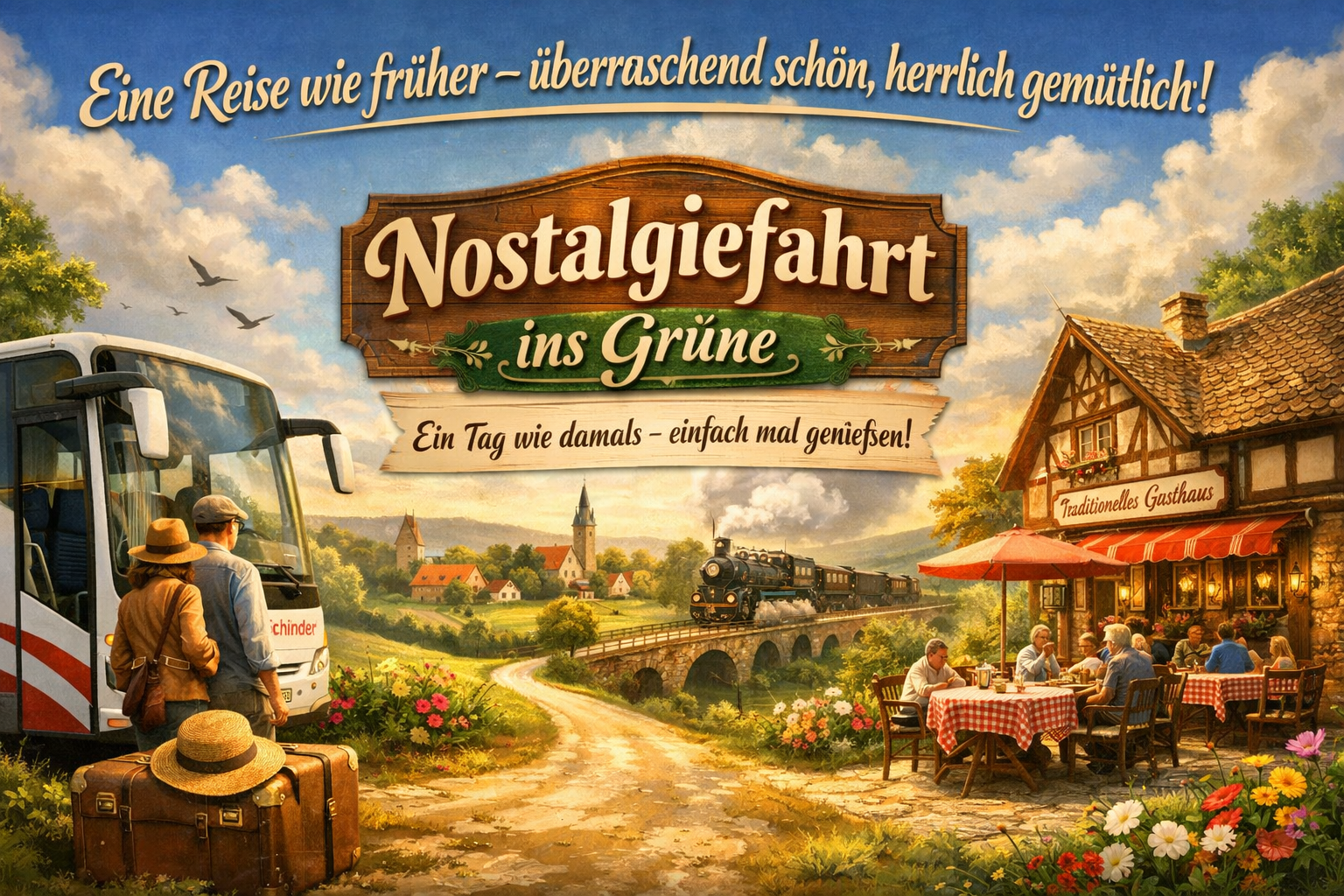 Header Fahrt ins Grüne Nostalgiefahrt - KI generiert